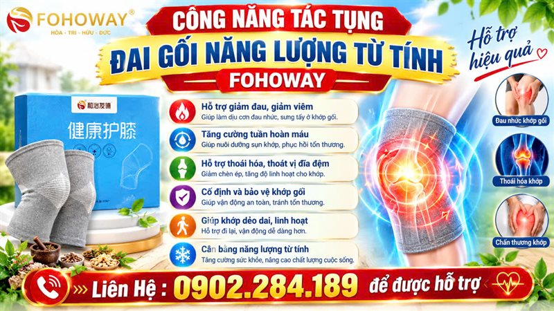 Công năng Tác Dụng Của Đai Gối Năng Lượng Từ Tính Fohoway 